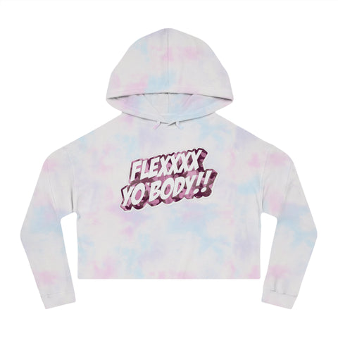 Pink Camo Flexxxx Yo Body!! Women’s Cropped Hooded Sweatshirt