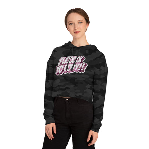 Pink Camo Flexxxx Yo Body!! Women’s Cropped Hooded Sweatshirt