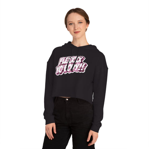 Pink Camo Flexxxx Yo Body!! Women’s Cropped Hooded Sweatshirt