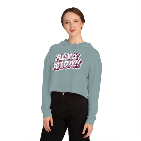 Pink Camo Flexxxx Yo Body!! Women’s Cropped Hooded Sweatshirt